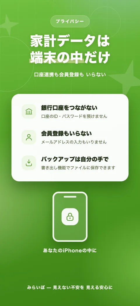 家計のデータはスマホの中だけ