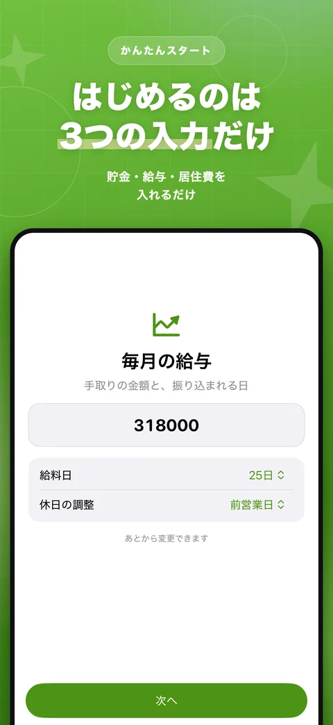 はじめるのは3つの入力だけ